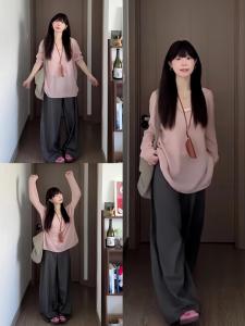 Áo Len Dệt Kim Cổ Chữ U Mềm Mại Thoải Mái Phong Cách Hàn Quốc Dài Tay Áo Khoác Ngoài Mùa Thu Áo Len Nữ Áo Len Cổ Tròn