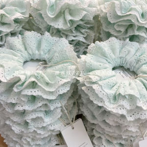 Mint Wave Hollow out 4 Layer Lace Girls French Hair Ties 3D Hair Bands Bun Headbands Fresh out Sweet Style Fabric Hair Accessories