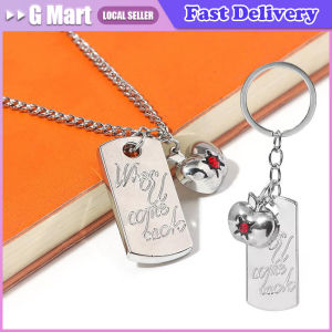 Love and Deepspace Caleb Same Stainless Steel Anime Style Solid Necklace Non Fading Titanium Steel Square Brand Necklace Periphe LOVEBUFF LAD Caleb When U Come Back & Apple Pendants Stainless Steel Necklace