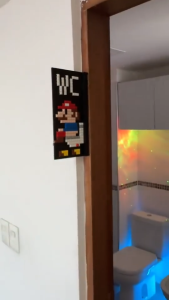NEENCE DIY Mario Toilet Sign Building Block House Number Toilet Sign Indicator Sign Mario Creative DIY Assembly Build Block Door Number Toilet Signage Indicator Mario Creative DIY Assembly