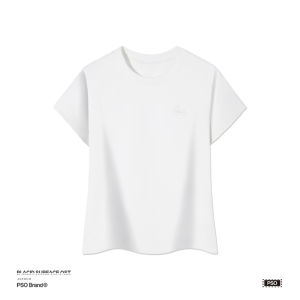 PSO Brand Mens Loose Fit Short Sleeve T-Shirt 200g Suede Fabric Animal Logo Summer Casual Polyester Blend round Neck Tee