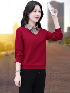 Casual Style Long Sleeve Sweatshirt for Mom Middle-Aged Women Loose Fashionable Spring Autumn Trendy Top Small Size