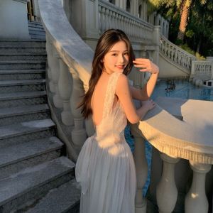 CHANGTONG | Summer Aesthetic Gentle Sweet Backless Long Dress