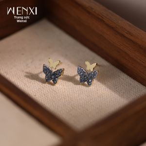 WENXI | Bông Tai Đinh Nhỏ Màu Xanh
