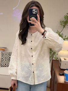 เสื้อเชิ้ตผู้หญิงแขนยาวทรงหลวมพิมพ์ลายดอกไม้สีดำ ทรงเข้ารูป ดีไซน์เก๋ไก๋ แฟชั่นฤดูใบไม้ผลิและฤดูร้อน