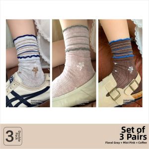 JIFANPAUL | Vintage & Trendy Floral Striped Mid-calf Socks