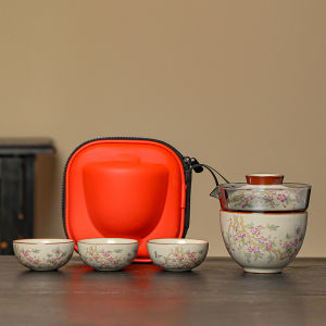 Portable Travel Tea Set Suit Quick Cup Womens Exquisite Gift Tea Set Ru Ware One Pot Four Cups Outdoor Camping