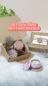SET QUÀ TẶNG Giáng Sinh Noel Sinh Nhật Tốt Nghiệp Khai Trương - Nến Thơm Hoa Khô Thảo Mộc
