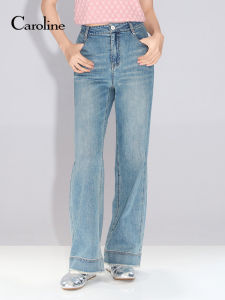 Caroline Loose Straight Leg Jeans Spring New Style ECRFAU03 Womens Premium Denim Pants Natural Waist Zipper Closure Standard Fit