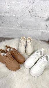 ARVUS Valma Sneakers Shoes - Sepatu Fashion wanita trendy gaya sporty platform tinggi kets santai minimalis White putih brown cream cocok untuk sekolah kampus hangout jalan ringan empuk nyaman kualitas impor premium