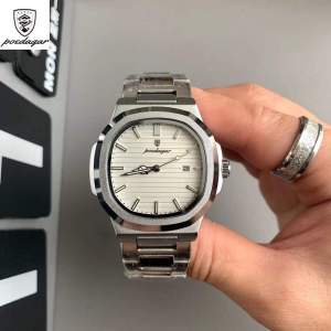 POEDAGAR đồng hồ cho cổ điển cho nam mặt số vuông kinh doanh và giải trí sáng không thấm nước hiển thị lịch đồng hồ Quartz