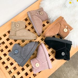 Girls Winter Snow Boots Real Leather Anti-Slip Fashionable Baby Cotton Shoes Versatile Warm Boots for Children
