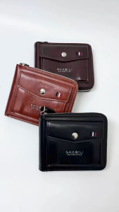 Short Wallet With Front Coin Pocket Men PU Leather Zipper Wallet Dompet Zip Lelaki Beg Duit Lelaki (W-048)