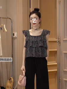 เสื้อเชิ้ตผู้หญิงแขนกุด Oajer ฤดูร้อน 2024 ทรงตรง ผ้าโพลีเอสเตอร์ ไม่มีแขน คอเหลี่ยม ลายดอกไม้ แฟชั่นสตรีท