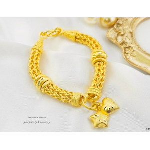 สร้อยข้อมืองานหุ้มทองคำแท้ 24k หนาพิเศษ สวยเทียบทองแท้ ไม่ลอกไม่ดำ