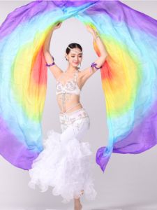 2025 New Dance Wings Belly Dance Pure Silk Rainbow Double Gauze Shawl Stage Performance Accessories Props