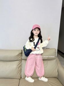 Girls Casual Comfortable Sweatshirt Set Spring Autumn Cartoon Two-Piece Suit Baby Clothes Soft Pure Cotton Leisure Fashion