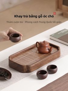 SHANGYANFANG | Small Walnut Wood Home Tea Tray For One Person Water Storage