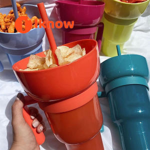 I know Popcorn Bucket Beverage Cola Juice Straw Cup Creative Cinema Promotion Couple Popcorn Cola Bucket