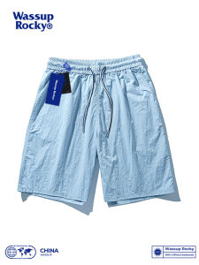 กางเกงขาสั้นกีฬาผ้าไหมน้ำแข็ง WASSUP ROCKY ทรงหลวม แห้งเร็ว กางเกงขาสั้นชายหาดลำลอง สีโดปามีน ฤดูร้อน 2024 กางเกงขายาวห้าส่วน