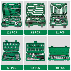ISKU Kunci Shock Set 82 Pcs tool kit set 37/53/61/121pcs kunci set lengkap 1 box Kunci Socket Wrench
