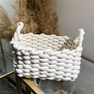 Thickened Cotton Rope Handmade Storage Box Nordic Woven Basket Desktop Snack Messy Basket Pure Handmade Storage Bin Organizer