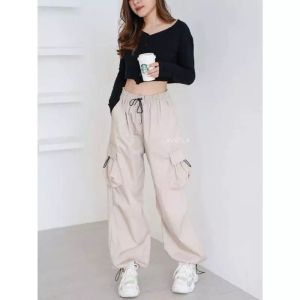 CELANA CARGO TALI SERUT FASHION -CELANA CARGO PANTS  WANITA OVERSIZE