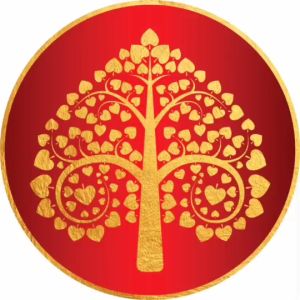 สติ๊กเกอร์ต้นโพธิ์ทอง-พื้นแดง (ตัดวงกลม) สวยงาม คลาสสิก โดดเด่น เติมเสน่ห์ไทยแท้ให้ทุกพื้นที่ ทั้งห้องพระ ร้านอาหาร ร้านนวด-สปาไทย