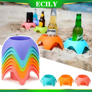 Giá để cốc nước nhựa ecily ngăn để cốc bãi biển thân thiện với môi trường Khay lưu trữ đứng bãi biển di động bia và giá đồ uống lưu trữ điện thoại di động