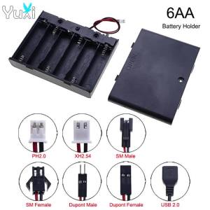 YuXi 1 Hộp Đựng Tiêu Chuẩn Pin AA 6X Có Công Tắc Bật/Tắt Thiết Bị Đầu Cuối PH2.0/XH2.54/USB 2.0 Cắm Hộp Đựng Pin Hộp Bảo Quản