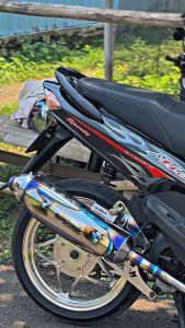 WTECH EXHAUST KNALPOT STANDART RACING MODEL CEKLIS PLUS TAMENG STAINLESS WARNA BIRU