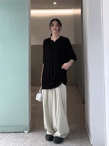 Lil Cher Spring Summer Womens T-Shirt Cool Feeling Short Sleeve Glitter Versatile Top Comfortable Design Korean Style Loose Fit