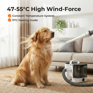 Lovinland Pet Dog Grooming Vacuum Kit 12000Pa Clipper Shedding Brush 2.5L White Brush Low Noise Electric Clipper and Brush for Pet Shedding at Home