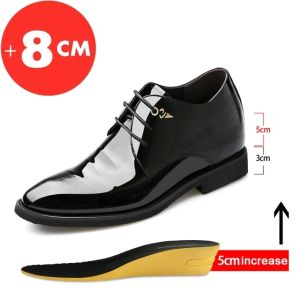 RUCHI Men Leather Shoes 3/6/8 Cm Elevator Shoes Men Dress Shoes Men Formal Shoes Pointed Business Men Suit Shoes