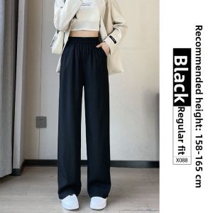 XIANYIJIAO | Black Summer Light-weight High-quality Drapey Silk-like Trousers