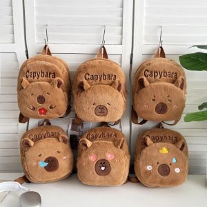 Ba Lô Thú Bông Capybara Dễ Thương Dành Cho Bé Gái Thiết Kế Hoạt Hình Động Vật Siêu Nhẹ Mềm Mại Có Khóa Kéo