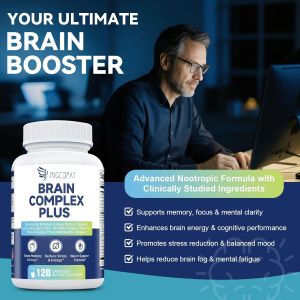 Brain Supplements for Memory & Focus - Nootropic with Bacopa Monnieri Lions Mane Alpha GPC Phosphatidylserine | Supports Mental Clarity & Cognitive Function | Vitamin B6 & B12-120 Capsules