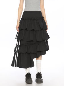 Summer New Retro American Style Irregular Stripes Color Block Loose Skirt