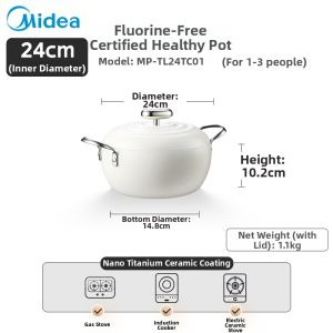 Midea | Domestic Elevation Design Induction and Gas Stove Compatible Titanium Ceramic Soup Pot