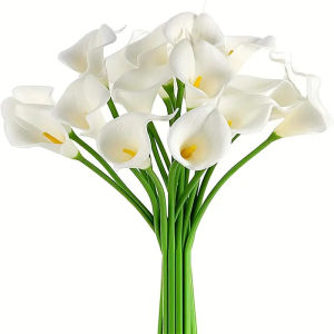 5/10PCS Real Touch White Calla Lily Bridal Wedding Bouquet PU Calla Fake Flower Home Bedroom Table Decor Photography Prop