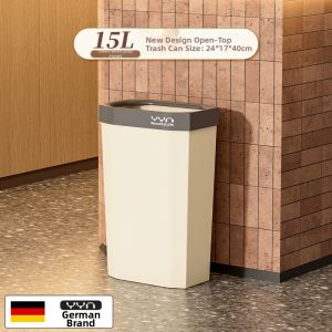 Large Capacity Lidless Rectangular Kitchen Garbage Bin 25L