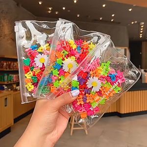 50 Pieces Of Childrens Colorful Hair Clips With Small Flowers Cute Hair Accessories For Girls Mini Clips Side Bangs Hair Pin Colorful Hairclip With Broken Hair Penyepit Rambut Baby Girl迷你发夹