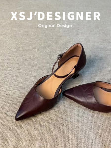 LIQIXIEFANG | Leather Pointed Toe Cutout High Heels Womens Flat Thin Heel Summer Shoes
