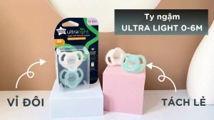 Ty ngậm silicon siêu nhẹ cho bé Tommee Tippee Ultra Light 0-6 6-18 tháng (vỉ đôi)