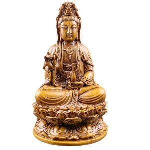 Wooden Guan Yin Bodhisattva Statue Kuan Yin Quan Yin Buddha for Feng Shui Meditation and Spiritual Decor Zen Gift for Home & Altar Decoration
