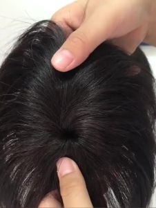 100% Human Hair Piece Black And Dark Brown Hair Toppers Hair Replacement Cover White Hair Breathable And Lightweight Wig Increase Hair Volume For Women