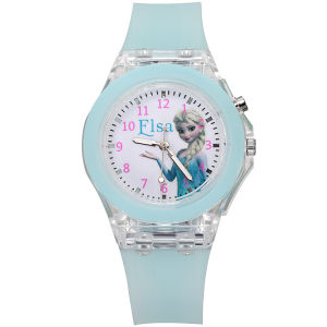 Childrens Glowing Pointer Wristwatch Boys Girls Elementary School Students Silicone Band round Face Waterproof Quartz Movement
