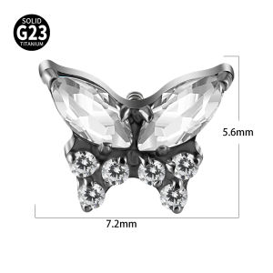 1PC Titanium Alloy Heart/Butterfly/Leaf/Water Drop CZ Mariquesa Dermal Anchor 14g SSurface Piercings Heart Moon Dermal Rings