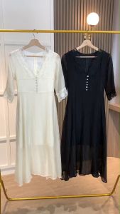 D11809 French Lace Edge Textured Dress