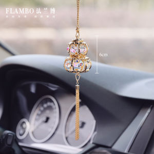 Fenlanbo Crystal Car Hanging Ornament Womens Style Automobile Decoration Fairy Vintage Metal Pendant Lucky Charm Car Accessory